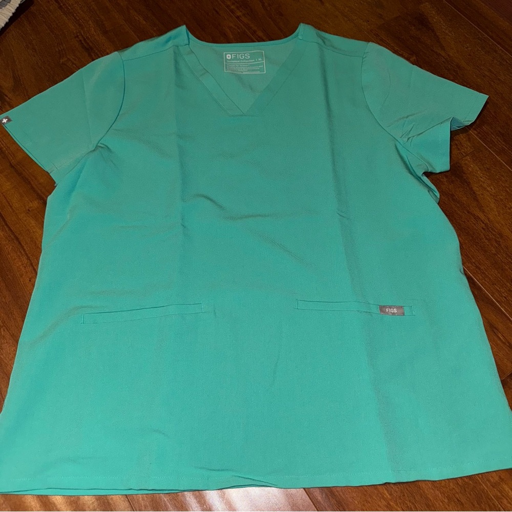 Figs Tiffany Blue Scrub Top - SIZE XL